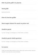 Menu La petite auberge - Les viandes suite