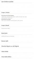 Menu La petite auberge - Les coupes glacées