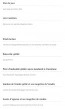 Menu La petite auberge - Les viandes