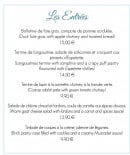 Carte et menu de Auberge de la Court d'Aron à Saint Cyr en Talmondais — les entrées