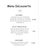 Carte et menu de L'annexe à La Barre de Monts — Menu découverte