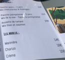 Carte et menu de La Cabane & Co à La Barre de Monts — Les planches et moules