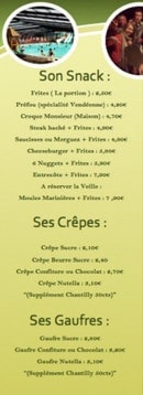 Menu Vacances Sans Faim - Les snacks, crêpes et gauffres
