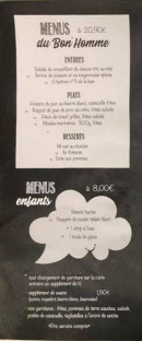 Menu Le Bon’Homme - Les menus