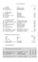 Menu Auberge Mont Mercure - Vins blancs 