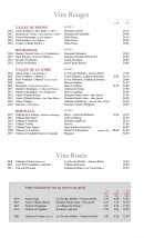 Menu Auberge Mont Mercure - Vins rouges et rosés 