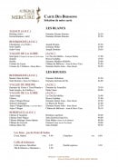 Menu Auberge Mont Mercure - Boissons