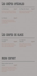 Menu La Planche - Les crêpes  spéciales,  glaces et menu enfant