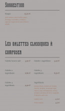 Menu La Planche - Les suggestions et galettes classiques