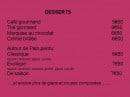 Menu Le p'tit marché - Les desserts