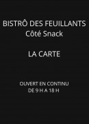 Menu Bistrô des Feuillants - Coté snack