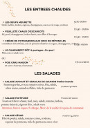 Menu Bistrô des Feuillants - Les entrées chaudes et salades