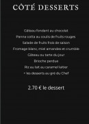 Menu Bistrô des Feuillants - Coté desserts