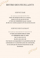 Menu Bistrô des Feuillants - Information