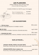 Menu Bistrô des Feuillants - Les planches, suggestions et sur le pouce...