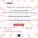 Menu Comme à la maison - Le menu du semaine