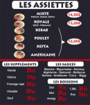 Menu Star Kebab Tacos - Les assiettes; suppléments et sauces,...