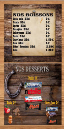 Menu Ô Saloon - Les boissons et desserts