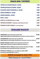 Menu Le Pont de Bois - Entrées et burgers 