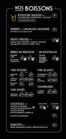 Menu Escrocs - Boissons et vins