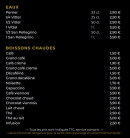 Menu Monsieur le Baron - Eaux et boissons chaudes