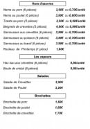 Menu Plats à emporter Paul Nguyen - Les hors d' oeuvres, vapeurs, salades et brochettes