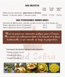 Menu Riad Zohra - Les buffets et pâtisseries marocaines