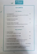 Menu Aux Berges du lac - La carte