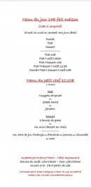 Carte et menu de Auberge Dupuytren à Pierre Buffiere — Le menu du jour et menu enfant