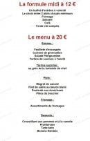 Menu Le restaurant de la diligence - La formule midi à 12€ et le menu à 20€