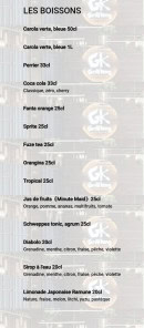Carte et menu de Grill King à Jeuxey — Les boissons