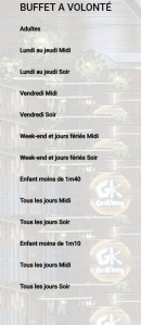 Carte et menu de Grill King à Jeuxey — Les buffets à volonté