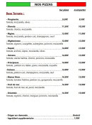 Menu La Trattoria - Nos pizzas base tomate