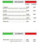 Menu La Trattoria - Salade et enfants