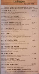 Carte et menu de La fabrique à burger à Remiremont — Les burgers