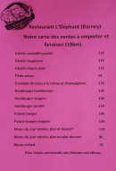 Menu L'éléphant - La carte