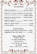 Carte et menu de Au Pays de Jeanne à Domremy la Pucelle — Les salades, suppléments, ...