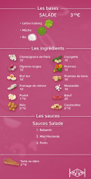 Menu Kowwok - Les bases salade, ingrédients et sauces salades
