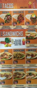 Menu Magic Food - Tacos et sandwichs