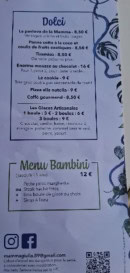 Carte et menu de Mamma Giulia à Auxerre — Dolci, menu bambini