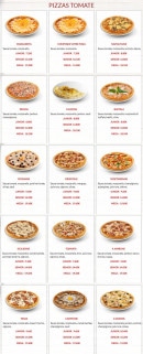 Menu Pizza Di Mario - Les pizzas base tomate