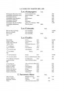 Menu La Table Du Martin Bel Air - les champagnes et crémants,...