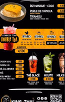 Carte et menu de King Of Thai & Jap à Sens — Desserts, boissons