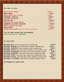 Menu Restauran De Vieux Pont - Les plats et bruschettas