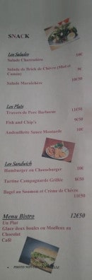 Menu Le Relais du Château - Les salades, les plats et les sandwiches