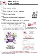 Carte et menu de Autour d'un verre à Joux la Ville — Plats du jour de la semaine