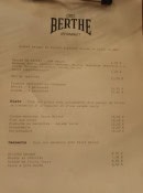 Carte et menu de Chez Berthe Estaminet à Villeneuve sur Yonne — La carte