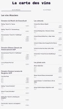 Menu Au Caveau - Les vins alsaciens