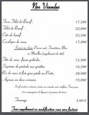 Carte et menu de Restaurant de l'Ecrevisse à Florimont — Les viandes