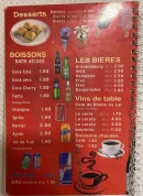Carte et menu de L'Antalya à Giromagny — Desserts et boissons